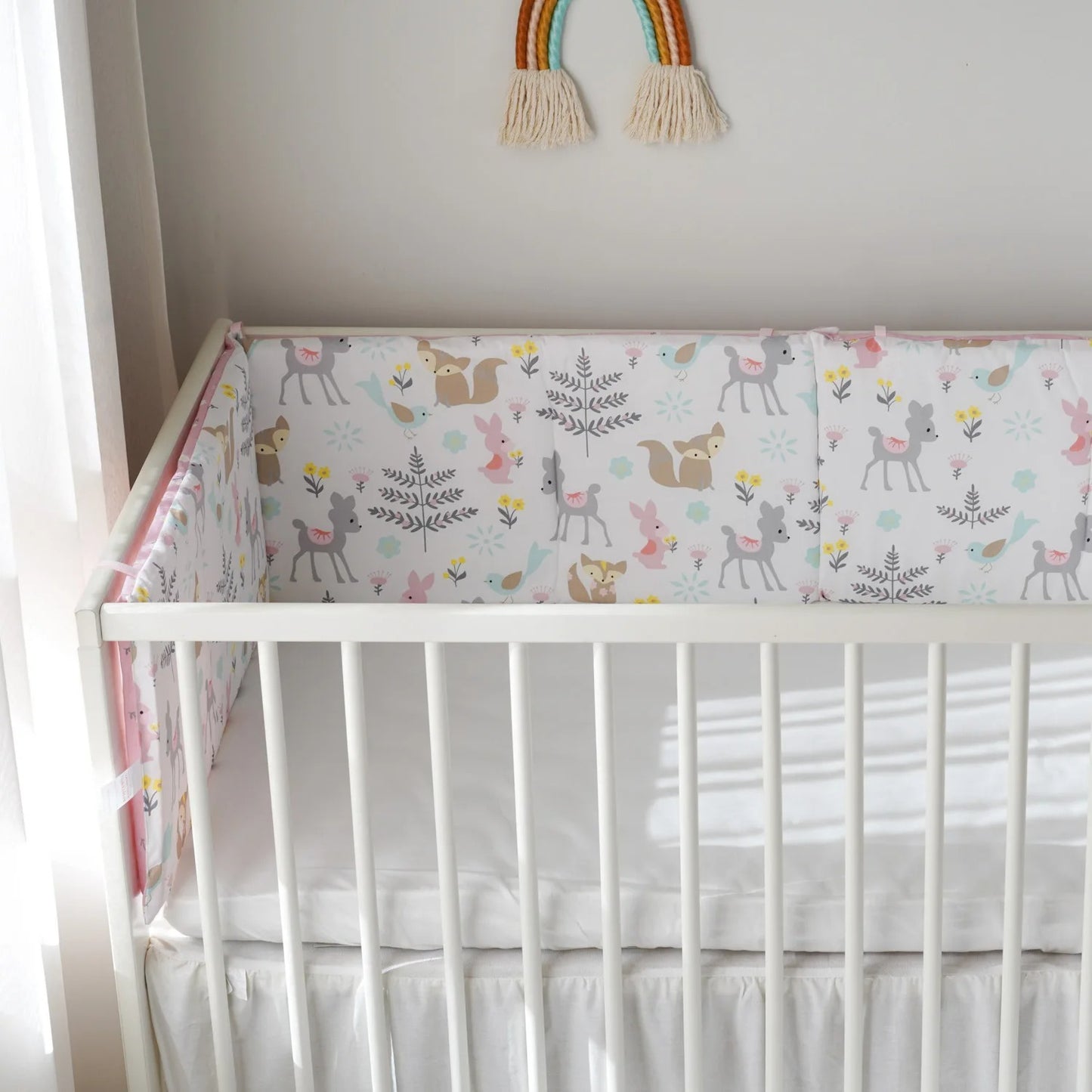 berceau tour de lit bebe blanc animaux foret