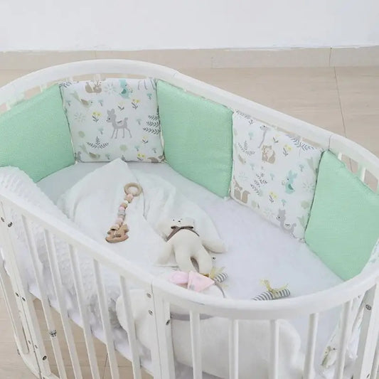 berceau tour de lit bebe coussins vert blanc animaux Copie