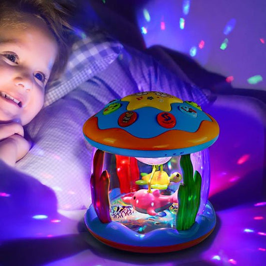 enfant regarde veilleuse bebe projecteur