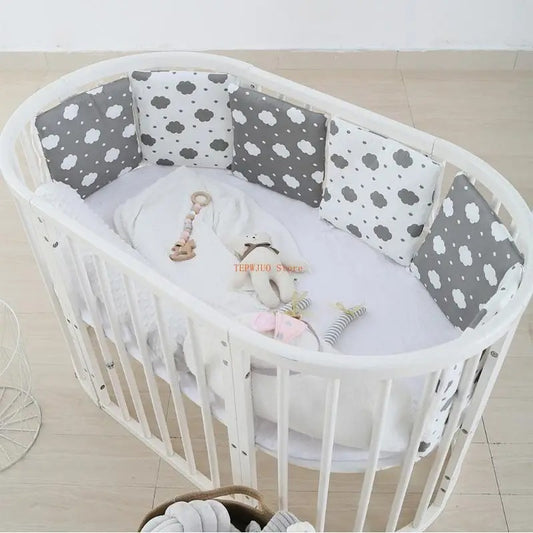 berceau tour de lit bebe coussins nuages blanc gris