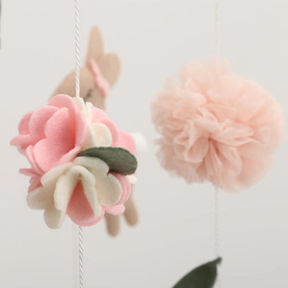 boule rose fleur mobile bebe