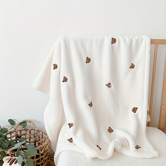 couverture bebe blanche oursons chaise