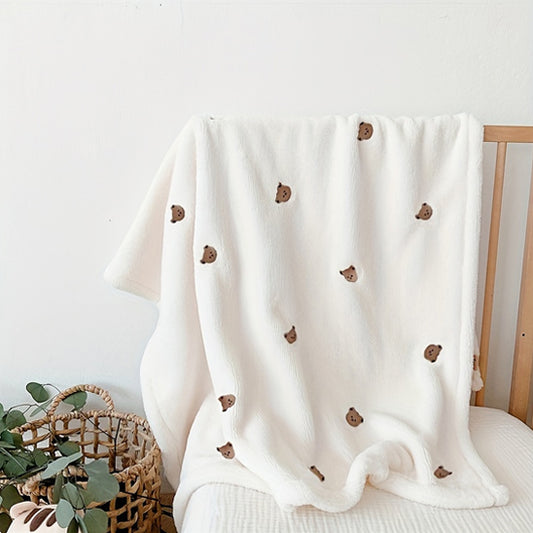 couverture bebe blanche oursons chaise