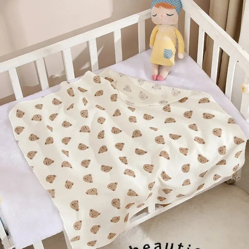 couverture bebe blanche tetes oursons