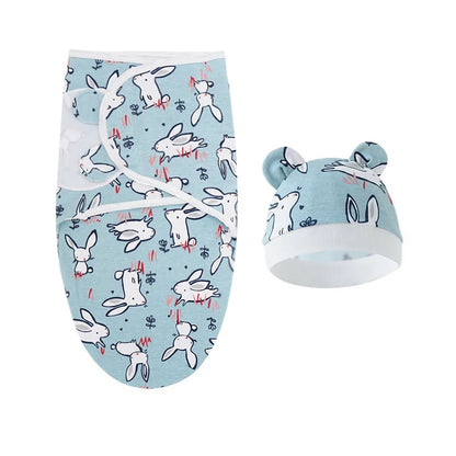 couverture bebe chapeau lapins bleu