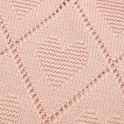 couverture bebe tricot coeur rose