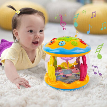 fillette avec veilleuse musicale projecteur