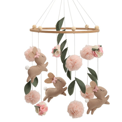 mobile bebe lapins rose brun