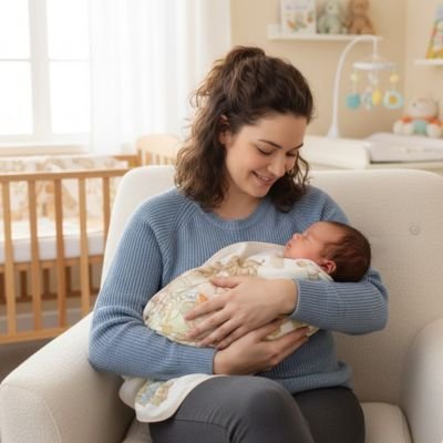 nourrisson emmaillote couverture bebe dans bras de maman