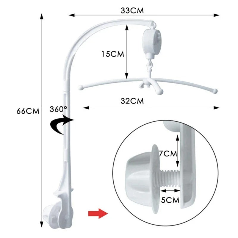 support mobile bebe blanc dimensions