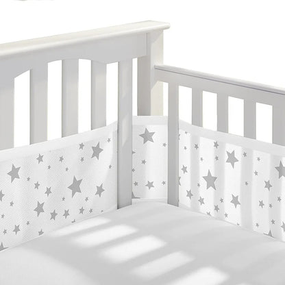 tour de lit bebe etoiles blanc gris