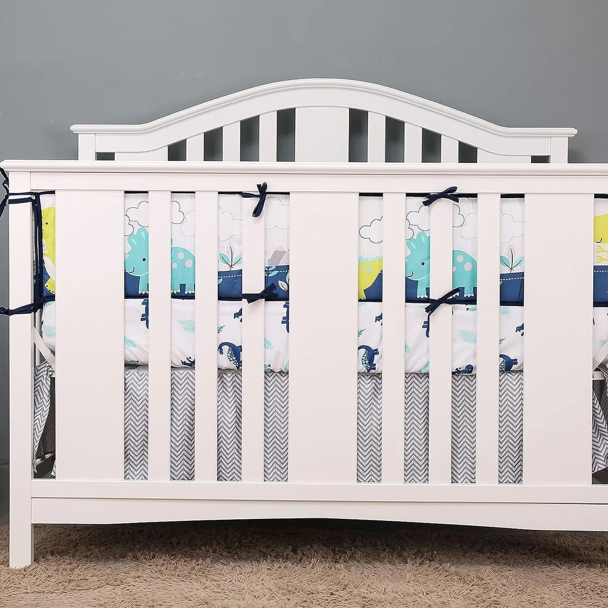 tour de lit dinosaures berceau blanc