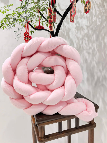 tour de lit rose tresse