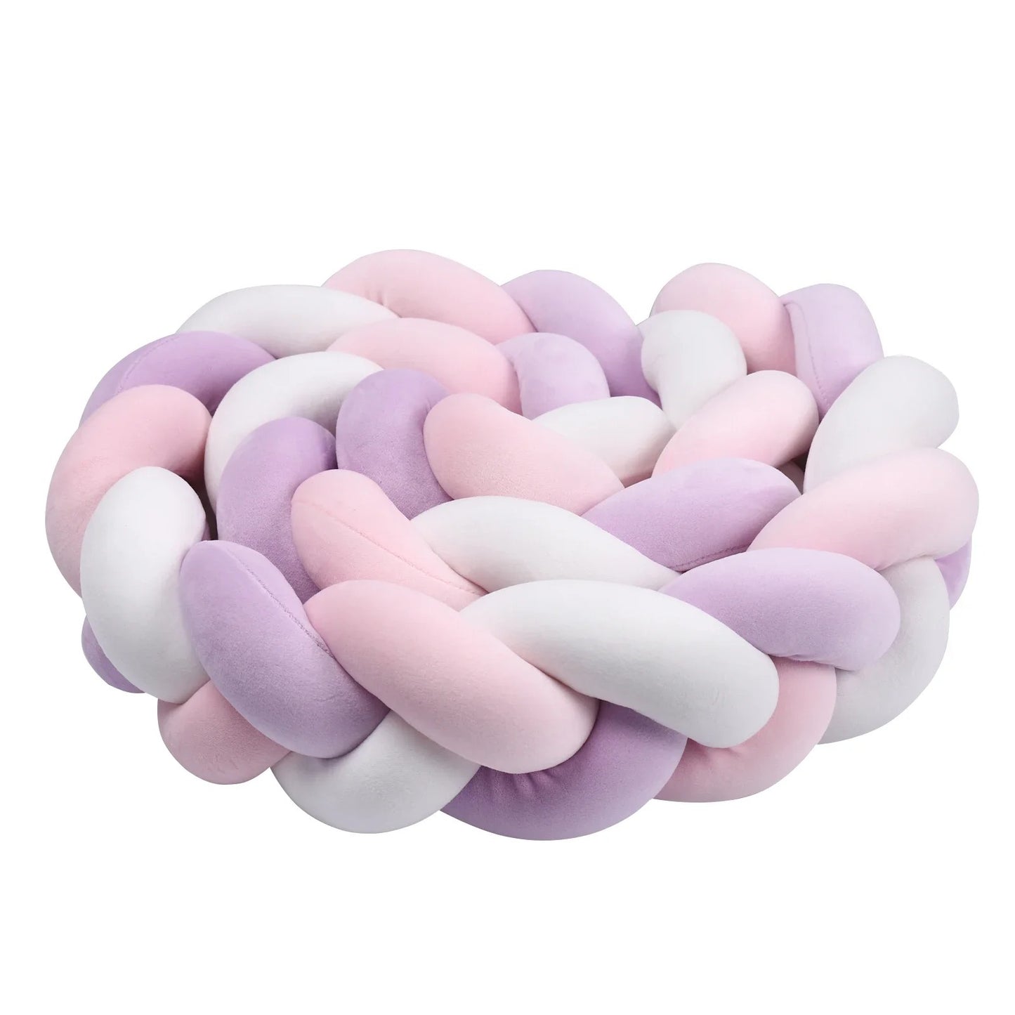 tresse de lit blanc rose mauve enroulée