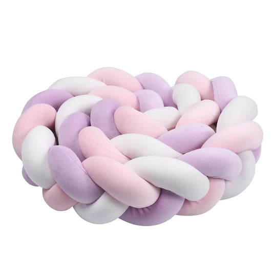 tresse de lit blanc rose mauve enroulée