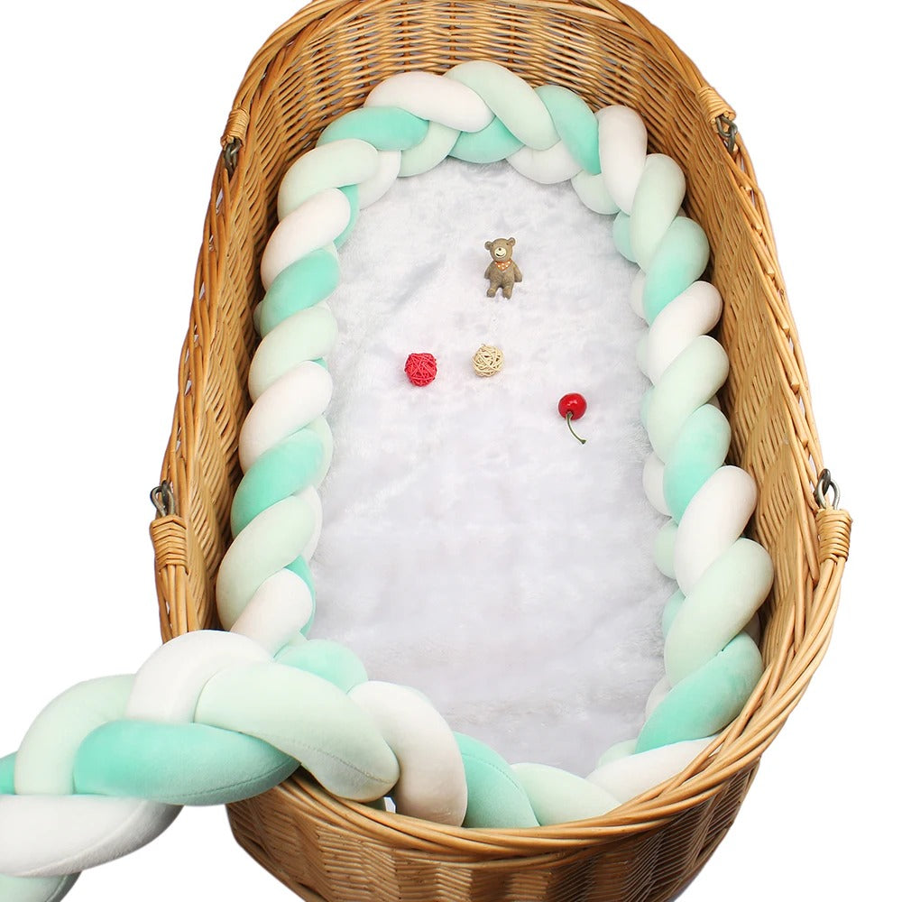 tresse de lit blanc turquoise panier osier