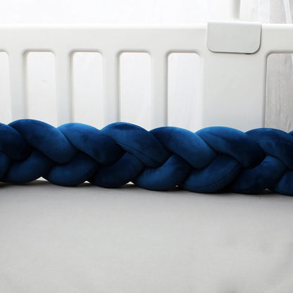 tresse de lit bleue berceau blanc