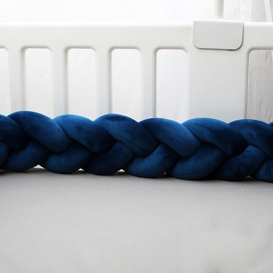 tresse de lit bleue berceau blanc